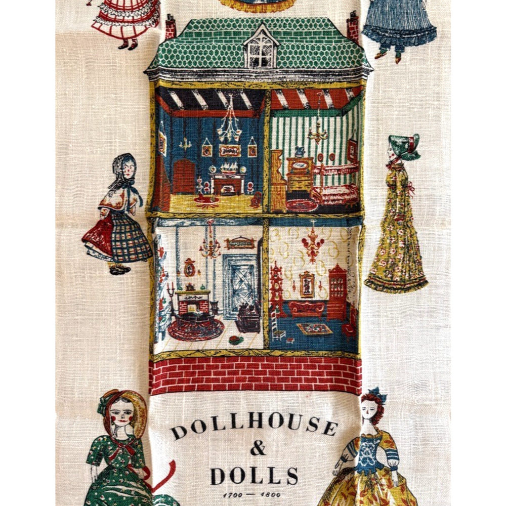 Vintage Kay Dee Linen Tea Towel Dollhouse & Dolls 1700 - 1800 + Sticker NWT READ